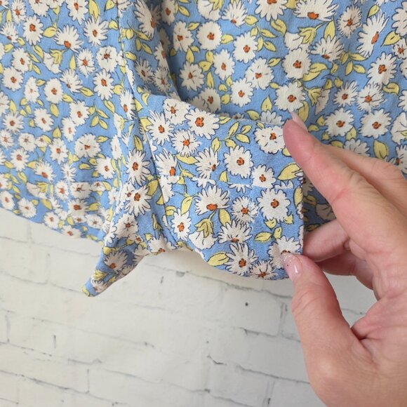 Mango MNG Ditzy Floral Printed Short Size M Blue Daisy High Waist Culotte - Picture 4 of 9